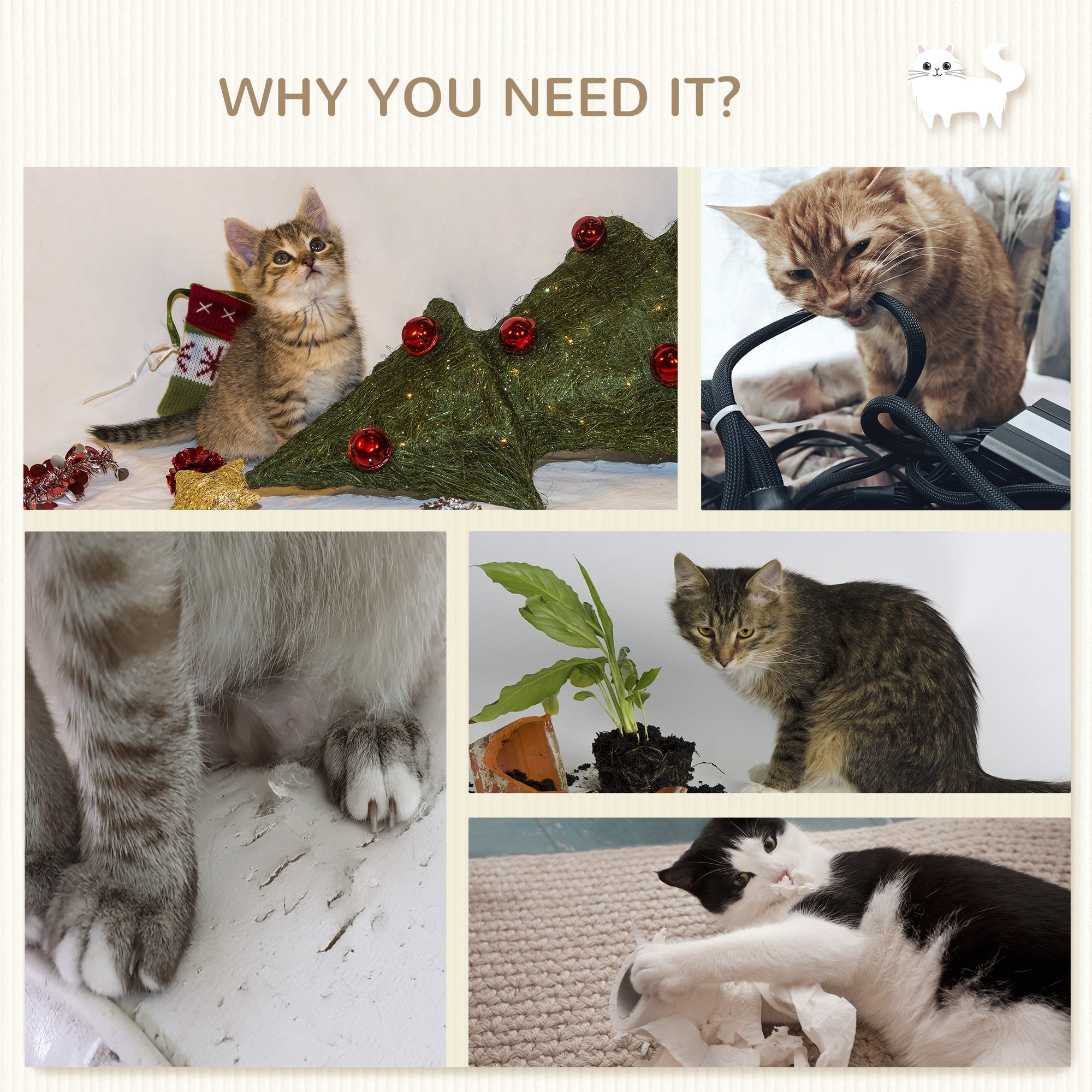 5Pcs Cat Wall Shelf with Scratching Post, Cat Wall Shelves for Relaxing, Climbing, Cat Wall With Soft Ladder, Cat Bed, Play Ball, Grey