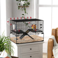 Load image into Gallery viewer, PawHut 31" Extra Large Hamster Cage with Tube Tunnel, Small Animal Cage for Dwarf Hamster, Rat, Gerbil Cage with Deep Glass Bottom, Water Bottle, Food Dish, Exercise Wheel, Ramps
