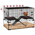 Load image into Gallery viewer, PawHut 31" Extra Large Hamster Cage with Tube Tunnel, Small Animal Cage for Dwarf Hamster, Rat, Gerbil Cage with Deep Glass Bottom, Water Bottle, Food Dish, Exercise Wheel, Ramps
