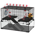 Load image into Gallery viewer, PawHut 31" Extra Large Hamster Cage with Tube Tunnel, Small Animal Cage for Dwarf Hamster, Rat, Gerbil Cage with Deep Glass Bottom, Water Bottle, Food Dish, Exercise Wheel, Ramps
