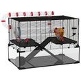 Load image into Gallery viewer, PawHut 31" Extra Large Hamster Cage with Tube Tunnel, Small Animal Cage for Dwarf Hamster, Rat, Gerbil Cage with Deep Glass Bottom, Water Bottle, Food Dish, Exercise Wheel, Ramps
