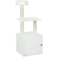 Charger l'image dans la visionneuse de la galerie, Cat Tree with Litter Box Enclosure, Hidden Cat Tower with Sisal Covered Scratching Posts, Large Platform, Bed, Modern Furniture for Indoor Kittens, White
