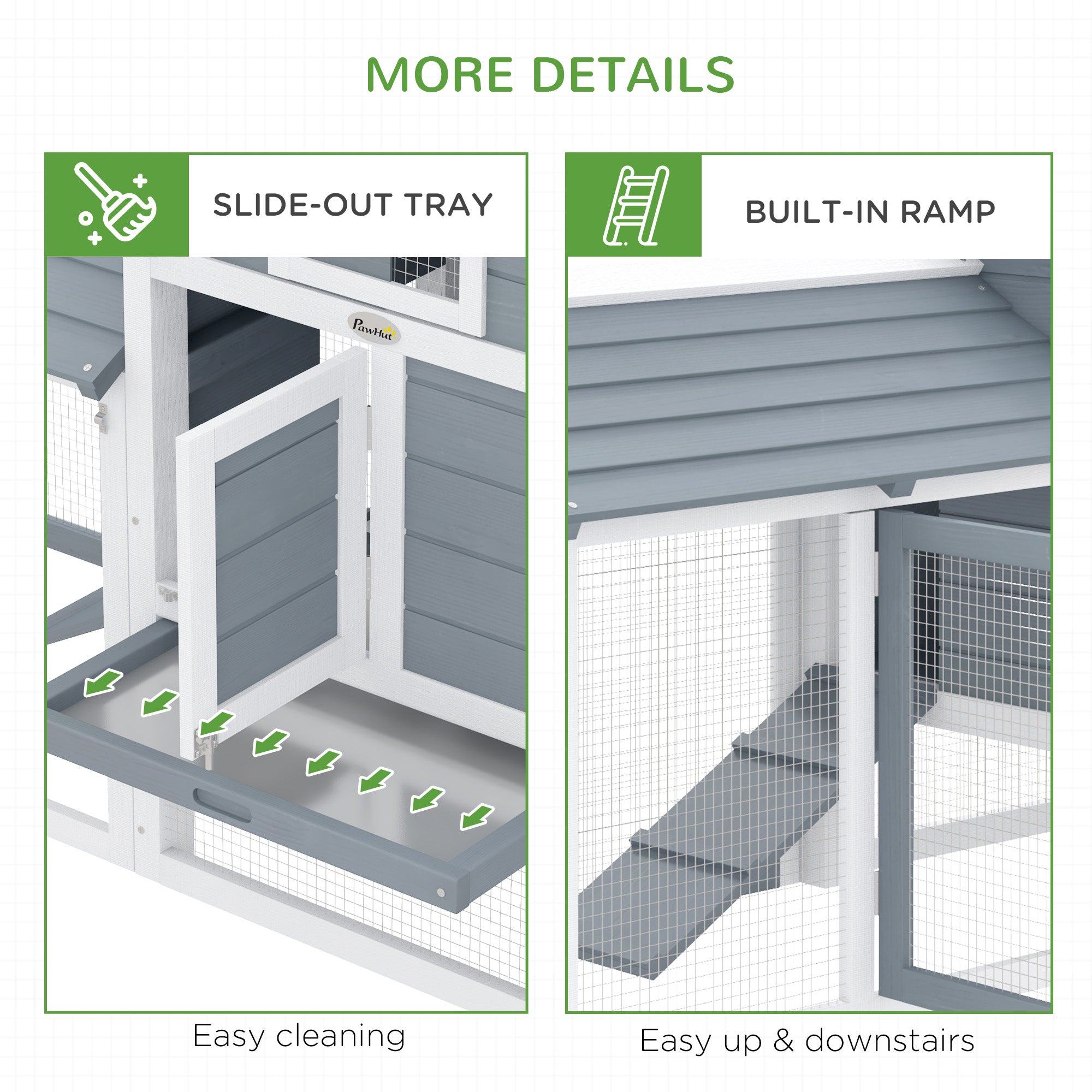 60" Large Chicken Coop Wooden Hen House Poultry Cage for Outdoor Backyard with 2 Doors, Nesting Box and Removable Tray, White