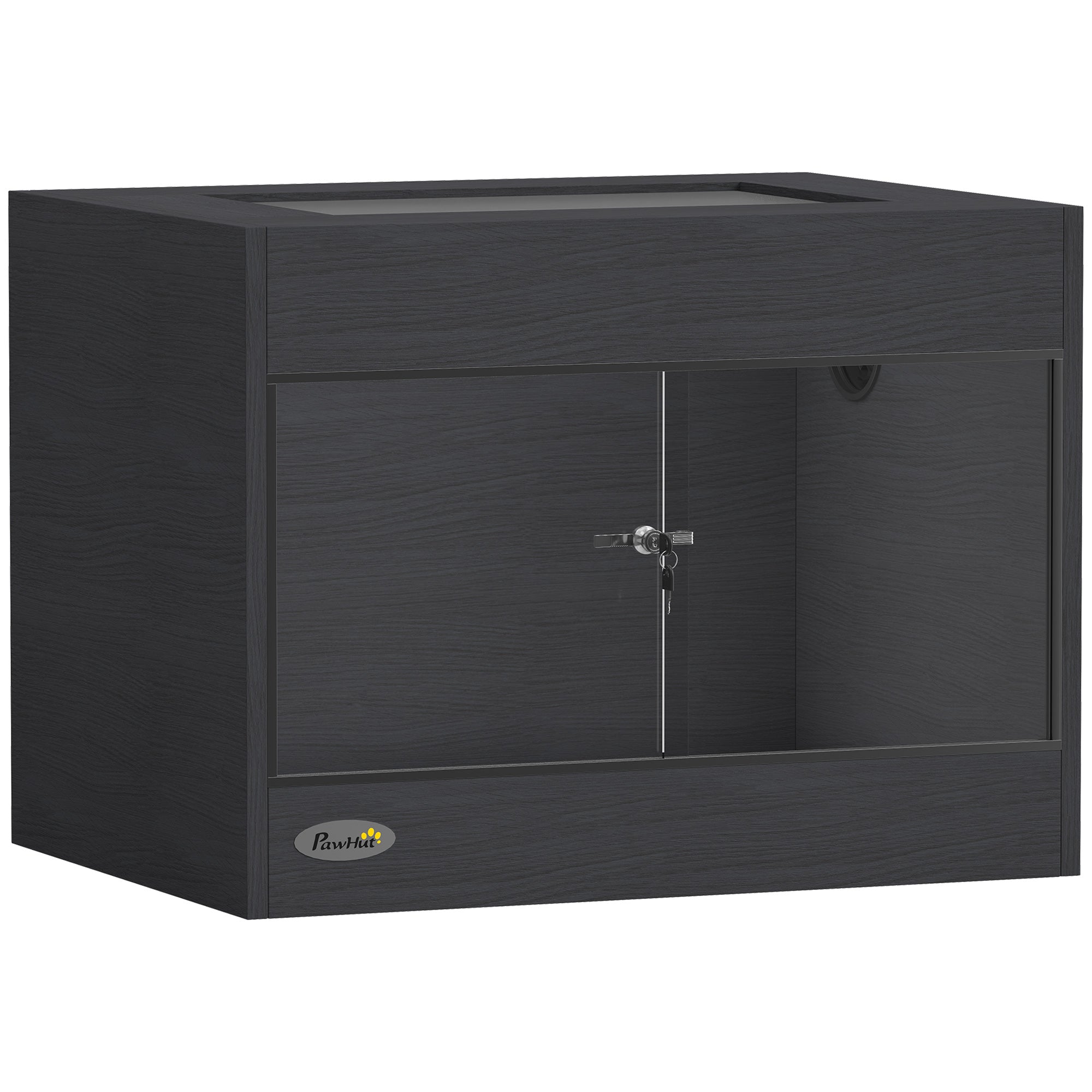 Reptile Terrarium, High-Strength Reptile Vivarium with Sliding Glass Doors, Secure Lock and Top Ventilation, Tarantula Enclosure for Bearded Dragon, Snake and Gecko, 60 x 45 x 45 cm, Black