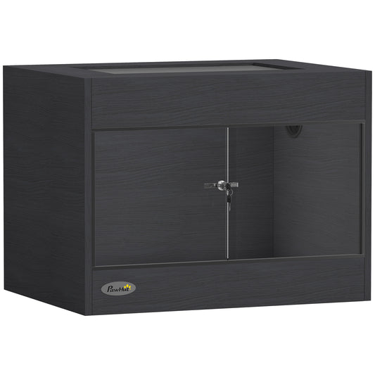 Reptile Terrarium, High-Strength Reptile Vivarium with Sliding Glass Doors, Secure Lock and Top Ventilation, Tarantula Enclosure for Bearded Dragon, Snake and Gecko, 60 x 45 x 45 cm, Black