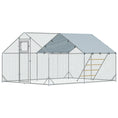 Load image into Gallery viewer, Walk-in Chicken Run, Galvanised Chicken Coop with Water-Resistant and UV-Resistant Cover, Feeding Door, Hanging Feeder, Perch, Hen Poultry House, for 12-18 Chickens, Ducks, Rabbits, Geese
