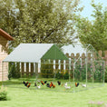 Load image into Gallery viewer, Walk-in Chicken Run, Galvanised Chicken Coop with Water-Resistant and UV-Resistant Cover, Feeding Door, Hanging Feeder, Perch, Hen Poultry House, for 12-18 Chickens, Ducks, Rabbits, Geese
