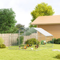 Load image into Gallery viewer, Walk-in Chicken Run, Galvanised Chicken Coop with Water-Resistant and UV-Resistant Cover, Feeding Door, Hanging Feeder, Perch, Hen Poultry House, for 12-18 Chickens, Ducks, Rabbits, Geese
