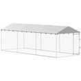 Load image into Gallery viewer, Outdoor Dog Kennel, Heavy Duty Dog Run Outdoor Fence with Waterproof Cover, Galvanized Chain Link, Secure Lock, for Large Breeds, Chickens, Ducks, 20' x 7.5' x 6.5'
