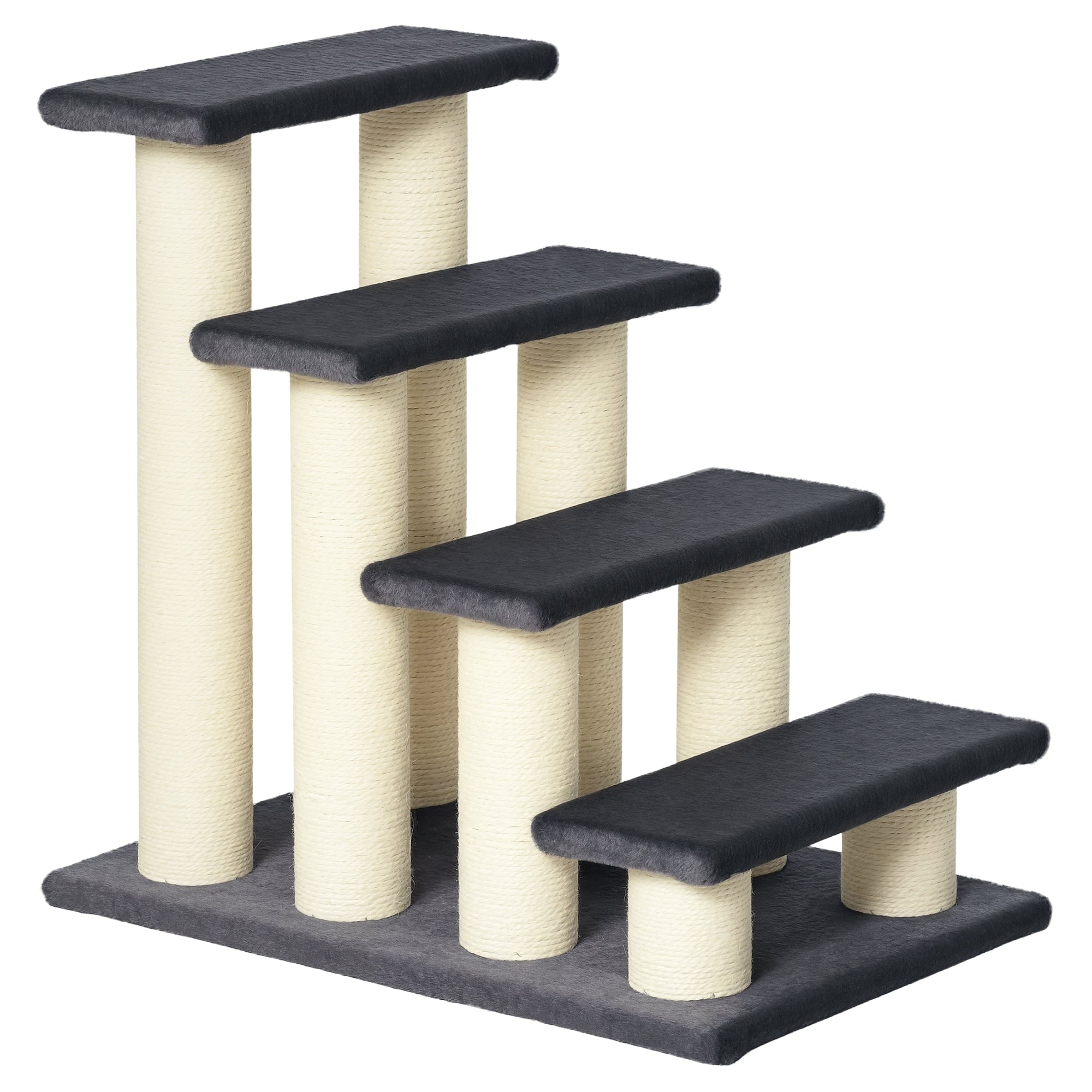 Dog Steps for Bed 4 Step Pet Stairs for Dog Cat ladder Scratch Post Grey