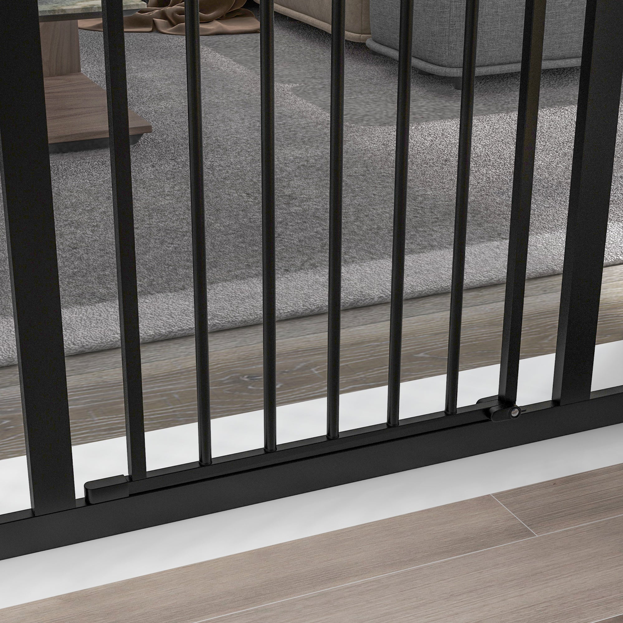 Pressure Fit Dog Stair Gate No Drilling Safety Gate Auto Close for Doorways, Hallways, 74-100cm Adjustable, 78cm Tall, Black