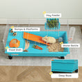 Load image into Gallery viewer, 35"L Small Animal Cage, Rolling Bunny Cage, Guinea Pig Cage with Wheels, Food Dish, Water Bottle, Hay Feeder, Platform, Ramp for Chinchilla, Blue
