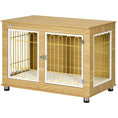Load image into Gallery viewer, Dog Crate Furniture, Side End Table, Indoor Dog Kennel with Soft Washable Cushion, Wire Mesh, Large Top, for Medium and Large Dogs, 90 x 58 x 65, Oak Tone
