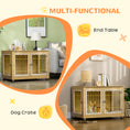 Load image into Gallery viewer, Dog Crate Furniture, Side End Table, Indoor Dog Kennel with Soft Washable Cushion, Wire Mesh, Large Top, for Medium and Large Dogs, 90 x 58 x 65, Oak Tone
