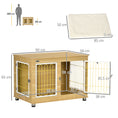 Load image into Gallery viewer, Dog Crate Furniture, Side End Table, Indoor Dog Kennel with Soft Washable Cushion, Wire Mesh, Large Top, for Medium and Large Dogs, 90 x 58 x 65, Oak Tone
