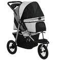 Load image into Gallery viewer, Dog Stroller for Small Dogs, 3 Wheel Foldable Pet Stroller with 12" Rubber Wheels, Mesh Window, One-Foot Brake, Storage Basket and Cup Holder, Up to 22 LBS, Light Gray
