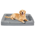 Load image into Gallery viewer, Memory Foam Dog Bed Sofa, Washable Orthopedic Dog Bed Couch with Removable Flannel Cover, 3-Sided Pet Pillow with U-Shape Bolster, Non-Slip Bottom, Grey, 112 x 80 x 16.5 cm
