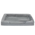 Load image into Gallery viewer, Memory Foam Dog Bed Sofa, Washable Orthopedic Dog Bed Couch with Removable Flannel Cover, 3-Sided Pet Pillow with U-Shape Bolster, Non-Slip Bottom, Grey, 112 x 80 x 16.5 cm
