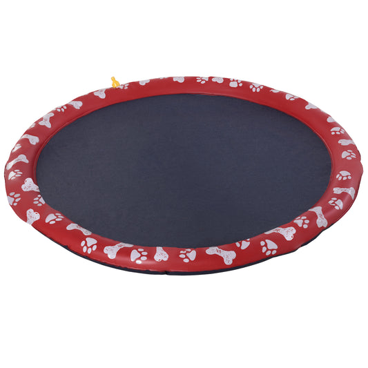 Dog Splash Pad, Pet Sprinkler Mat, Non-Slip Dog Paddling Pool, Foldable Outdoor Sprinkler and Splash Mat Water Play for Garden, Patio, Summer Fun, 150 cm