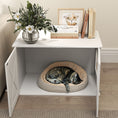 Load image into Gallery viewer, Cat Litter Box Enclosure, Hidden Cat Litter Box Furniture with Double Doors, Hole, Pet House Side End Table, 31.5" x 19" x 20", White
