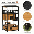 Load image into Gallery viewer, PawHut Wooden Outdoor Cat House, Feral Cat Shelter Kitten Condo with Asphalt Roof, Escape Doors, Condo, Jumping Platform, Yellow
