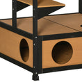 Load image into Gallery viewer, PawHut Wooden Outdoor Cat House, Feral Cat Shelter Kitten Condo with Asphalt Roof, Escape Doors, Condo, Jumping Platform, Yellow
