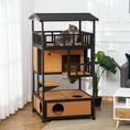 Load image into Gallery viewer, PawHut Wooden Outdoor Cat House, Feral Cat Shelter Kitten Condo with Asphalt Roof, Escape Doors, Condo, Jumping Platform, Yellow
