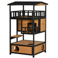 Load image into Gallery viewer, PawHut Wooden Outdoor Cat House, Feral Cat Shelter Kitten Condo with Asphalt Roof, Escape Doors, Condo, Jumping Platform, Yellow
