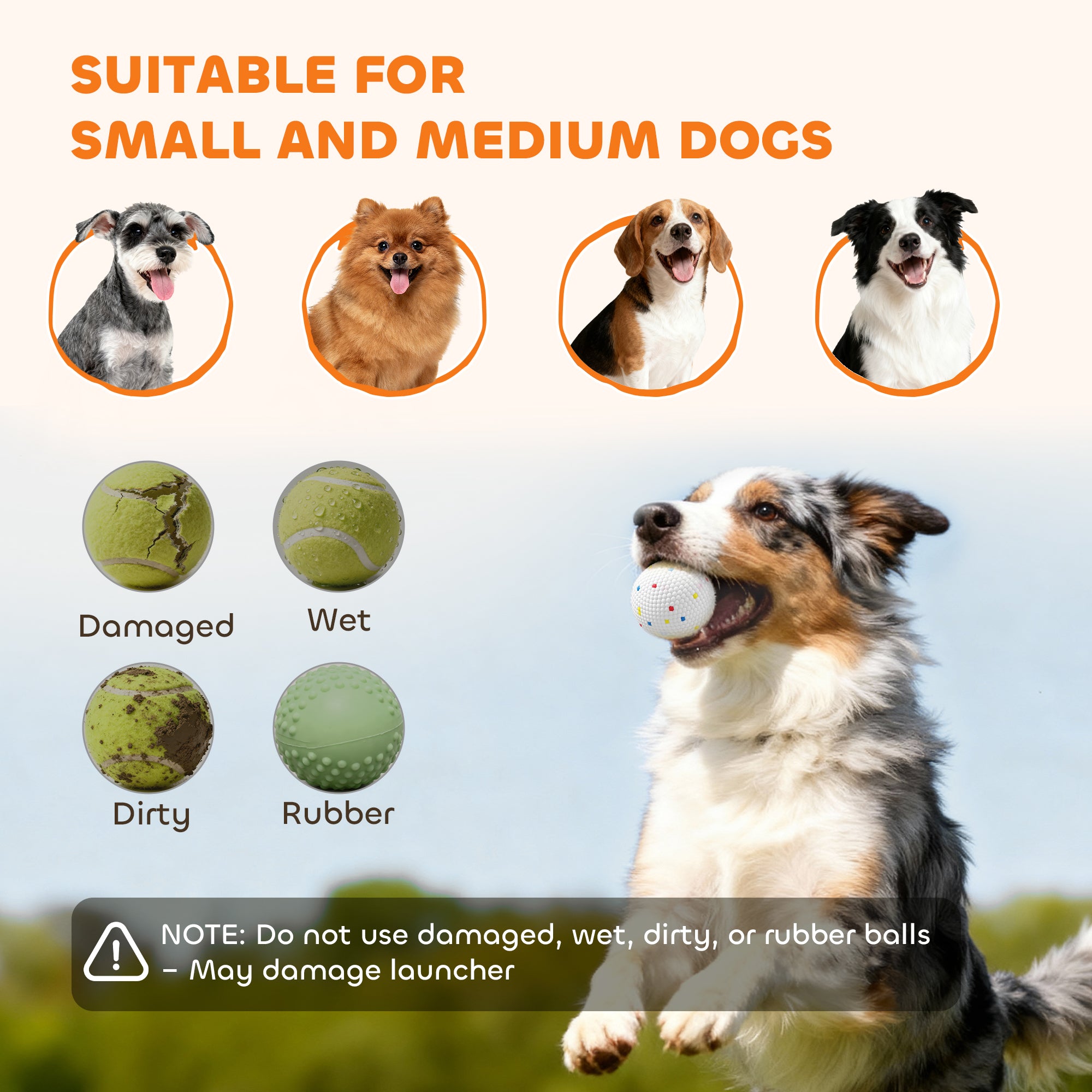 Automatic Dog Ball Launcher, Dog Ball Thrower with 5 2.3" ETPU Balls, 3 Distance Settings (20/33/46 ft) for Small Medium Pets, Interactive Fetch Machine for Indoor & Outdoor Play, Green