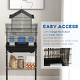 Load image into Gallery viewer, 48" Bird Cage for Finches, Canaries, Budgies, Indoor Parrot Cage with Perch, Swing, Food Container, Slide-out Tray, Handle, Stand, Bottom Shelf, Black
