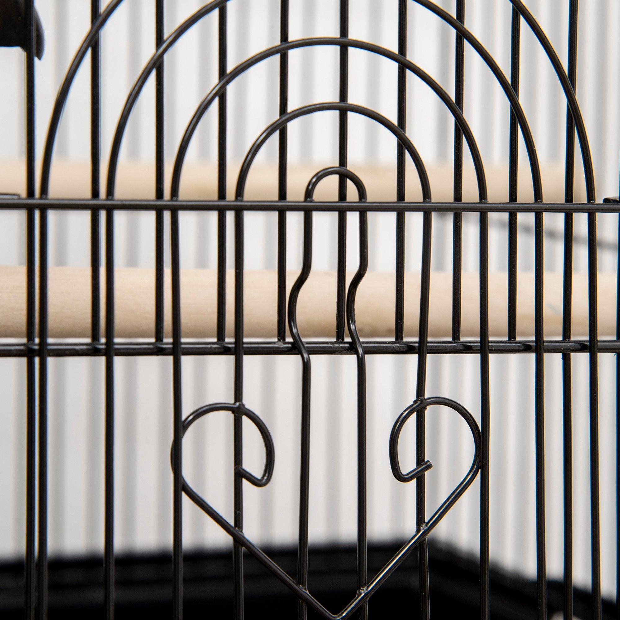 48" Bird Cage for Finches, Canaries, Budgies, Indoor Parrot Cage with Perch, Swing, Food Container, Slide-out Tray, Handle, Stand, Bottom Shelf, Black