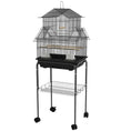 Load image into Gallery viewer, 48" Bird Cage for Finches, Canaries, Budgies, Indoor Parrot Cage with Perch, Swing, Food Container, Slide-out Tray, Handle, Stand, Bottom Shelf, Black

