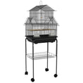 Load image into Gallery viewer, 48" Bird Cage for Finches, Canaries, Budgies, Indoor Parrot Cage with Perch, Swing, Food Container, Slide-out Tray, Handle, Stand, Bottom Shelf, Black
