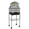 Load image into Gallery viewer, 48" Bird Cage for Finches, Canaries, Budgies, Indoor Parrot Cage with Perch, Swing, Food Container, Slide-out Tray, Handle, Stand, Bottom Shelf, Black
