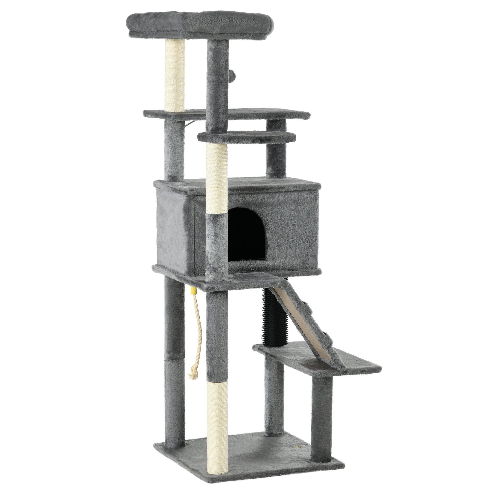 Cat Tree for Large Cats Adult, 58" Tall Cat Tree with Scratching Posts, Large Cat Tower for Indoor Cats with Bed, House, Toys, Grey