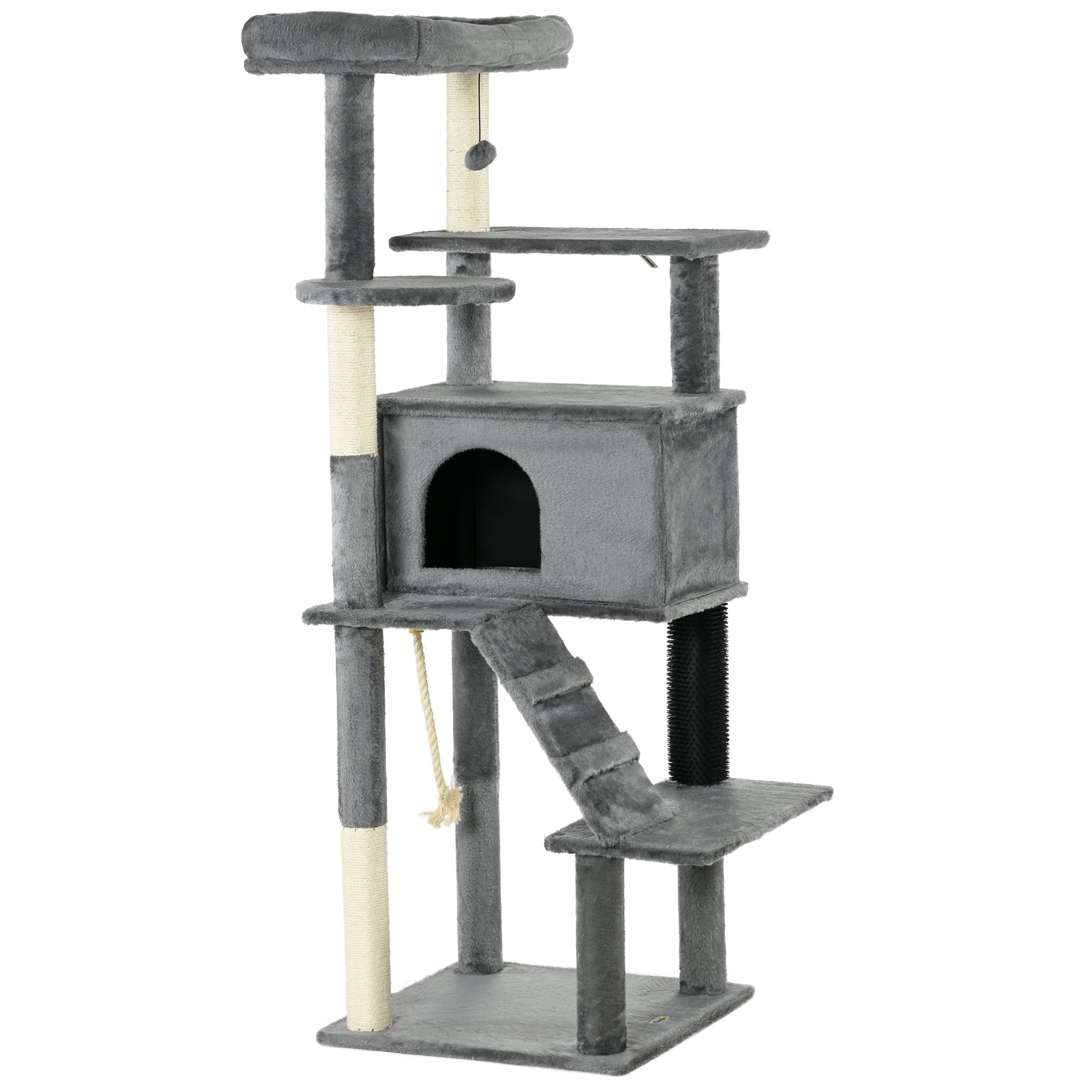 Cat Tree for Large Cats Adult, 58" Tall Cat Tree with Scratching Posts, Large Cat Tower for Indoor Cats with Bed, House, Toys, Grey