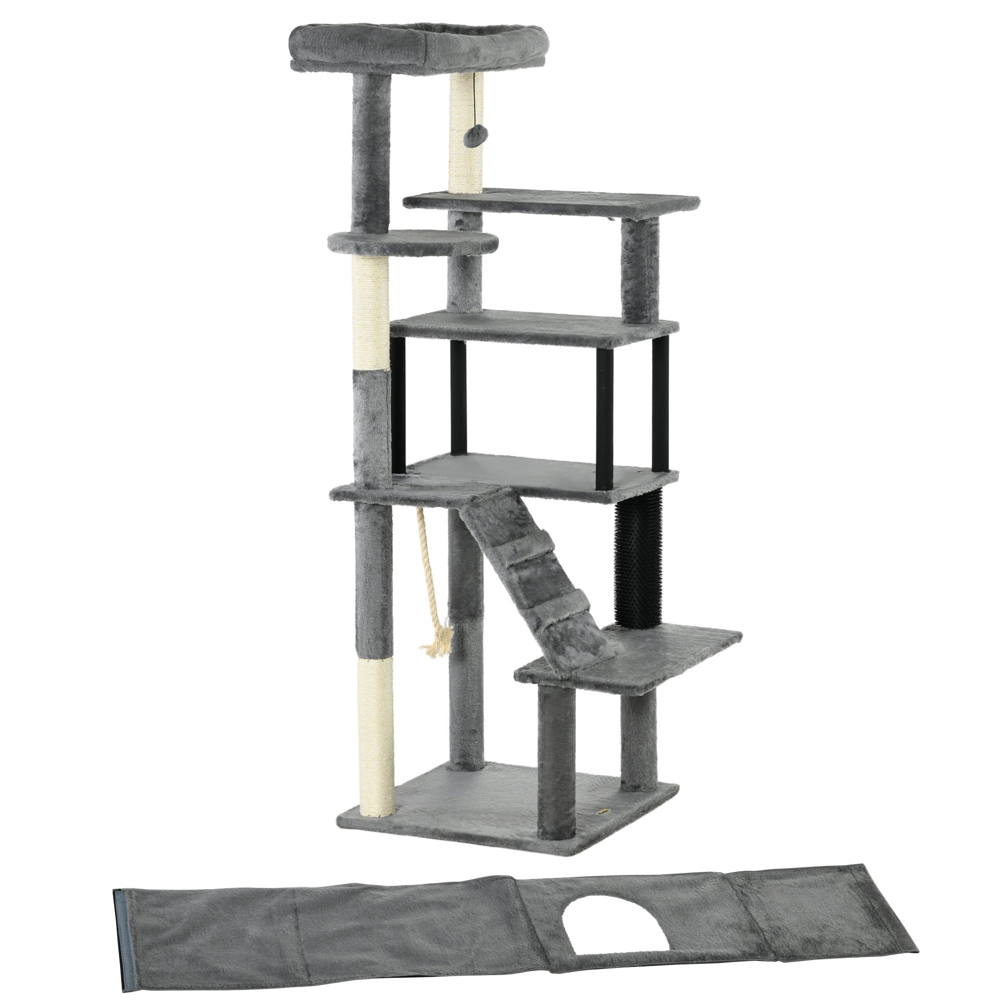 Cat Tree for Large Cats Adult, 58" Tall Cat Tree with Scratching Posts, Large Cat Tower for Indoor Cats with Bed, House, Toys, Grey