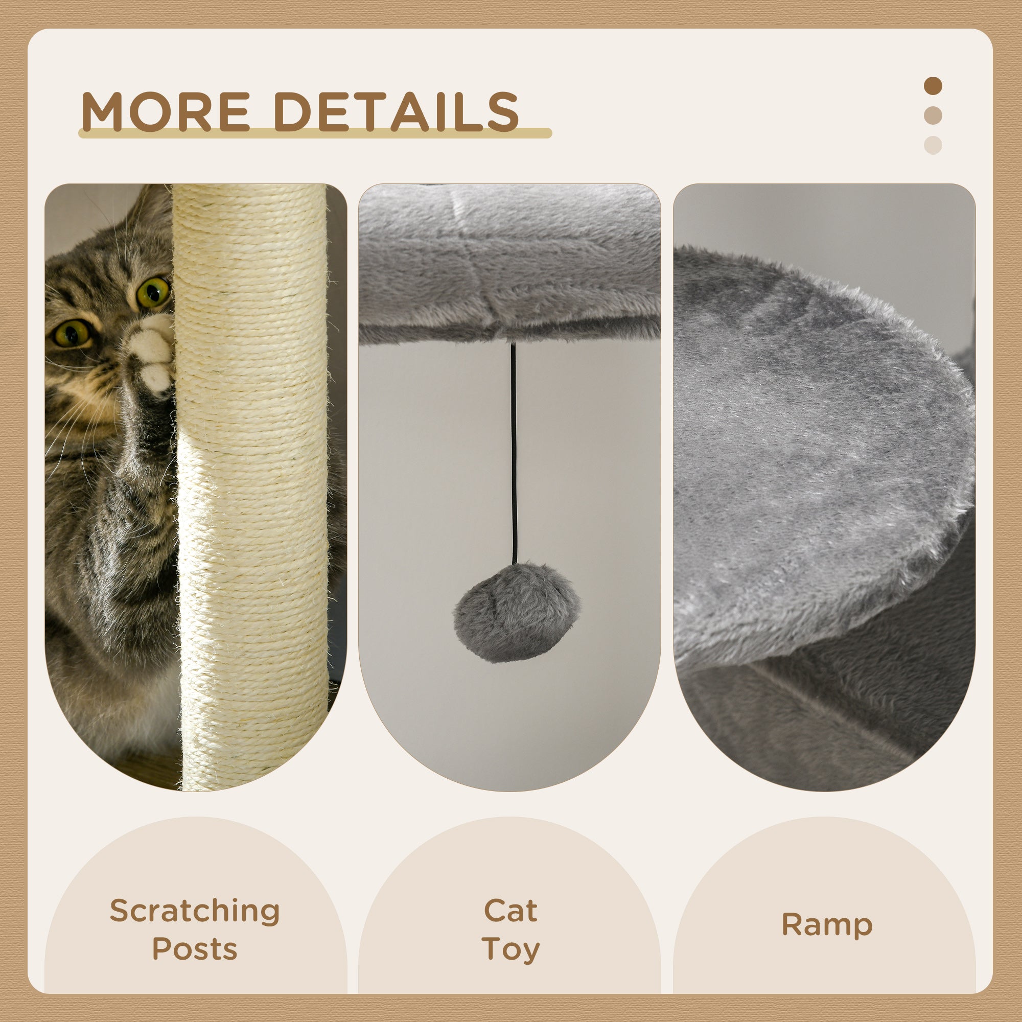 Cat Tree for Large Cats Adult, 58" Tall Cat Tree with Scratching Posts, Large Cat Tower for Indoor Cats with Bed, House, Toys, Grey