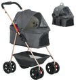 Load image into Gallery viewer, Pet Stroller, 3 in 1 Folding Dog Stroller Pram w/ 4 Wheels, Detachable Carrier, Storage Basket, Cup Holder, Safety Leashes, for Mini Dogs, Cats, Grey
