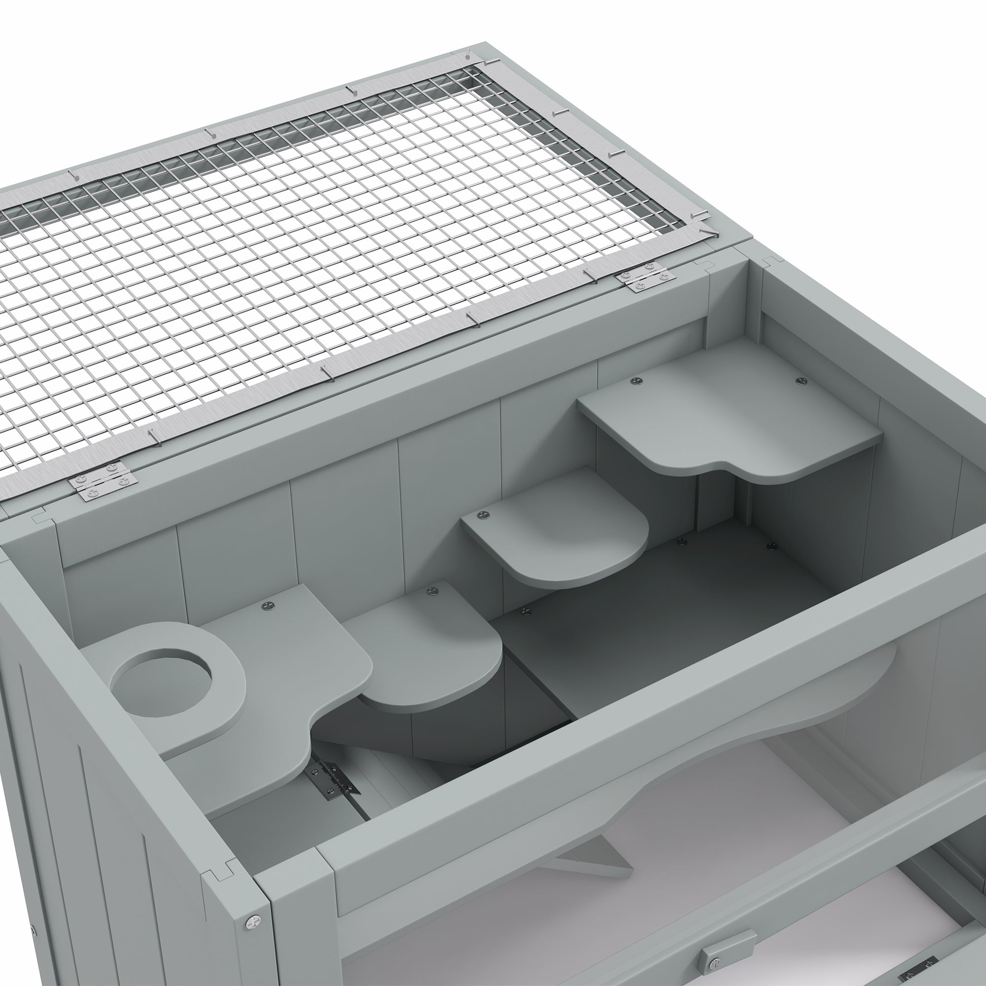 24 Inch Hamster Cage, 2 Levels Small Animals Cage with Openable Roof, Run Space, Platforms, Pet House for Dwarf Hamsters, Gerbils, Chinchillas, Grey
