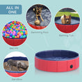 Load image into Gallery viewer, Foldable Dog Pool, 80 x 20 cm Pet Paddling Pool with Wood Board Support and Anti-Slip Bottom, Portable Doggy Paddling Pool for Garden and Outdoor Use, Red
