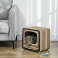 Load image into Gallery viewer, Cat Scratching Board, Cat Scratcher TV Shape Corrugated Cardboard 2 in 1 Cat House with Catnip, for Indoor Cats, Brown
