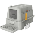 Charger l'image dans la visionneuse de la galerie, 80L Stainless Steel Cat Litter Box with Lid, XL Metal Litter Box for Big Cats with 180° Flip Cover, Pull-Out Drawer Tray, High Sided, Pedal, Metal Scoop, Light Grey
