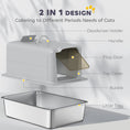 Load image into Gallery viewer, Stainless Steel Cat Litter Box, Extra Large Metal Cat Litter Tray with Lid, Scoop, Filter Bags, Grey
