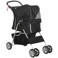Load image into Gallery viewer, Pet Stroller for Small Miniature Dogs Cats Foldable Travel Carriage with Wheels Zipper Entry Cup Holder Storage Basket Black
