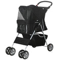 Load image into Gallery viewer, Pet Stroller for Small Miniature Dogs Cats Foldable Travel Carriage with Wheels Zipper Entry Cup Holder Storage Basket Black
