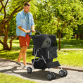 Load image into Gallery viewer, Pet Stroller for Small Miniature Dogs Cats Foldable Travel Carriage with Wheels Zipper Entry Cup Holder Storage Basket Black

