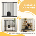 Load image into Gallery viewer, 30"-41" Extra Wide Pet Gate with Small Door, 35"H Dog Gate with Safety Gate Barrier, Stair Pressure Fit, Auto Close, Double Locking, for Doorways, Hallways, Black
