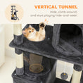 Load image into Gallery viewer, Cat Tree, 67" Large Cat Tower for Indoor Kittens Multi-Level with 7 Scratching Posts, Tunnel, 2 Plush Condos, Hammock, Perch, Ramp, Pompoms, Dark Grey
