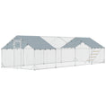 Load image into Gallery viewer, Metal Chicken Coop, 26' x 10' x 6.4' Large Chicken Run Hen House with Feeding Door, Waterproof Cover, Hanging Feeder, Perch, Poultry Cage for Outdoor, Backyard, Farm for 24-30 Hens

